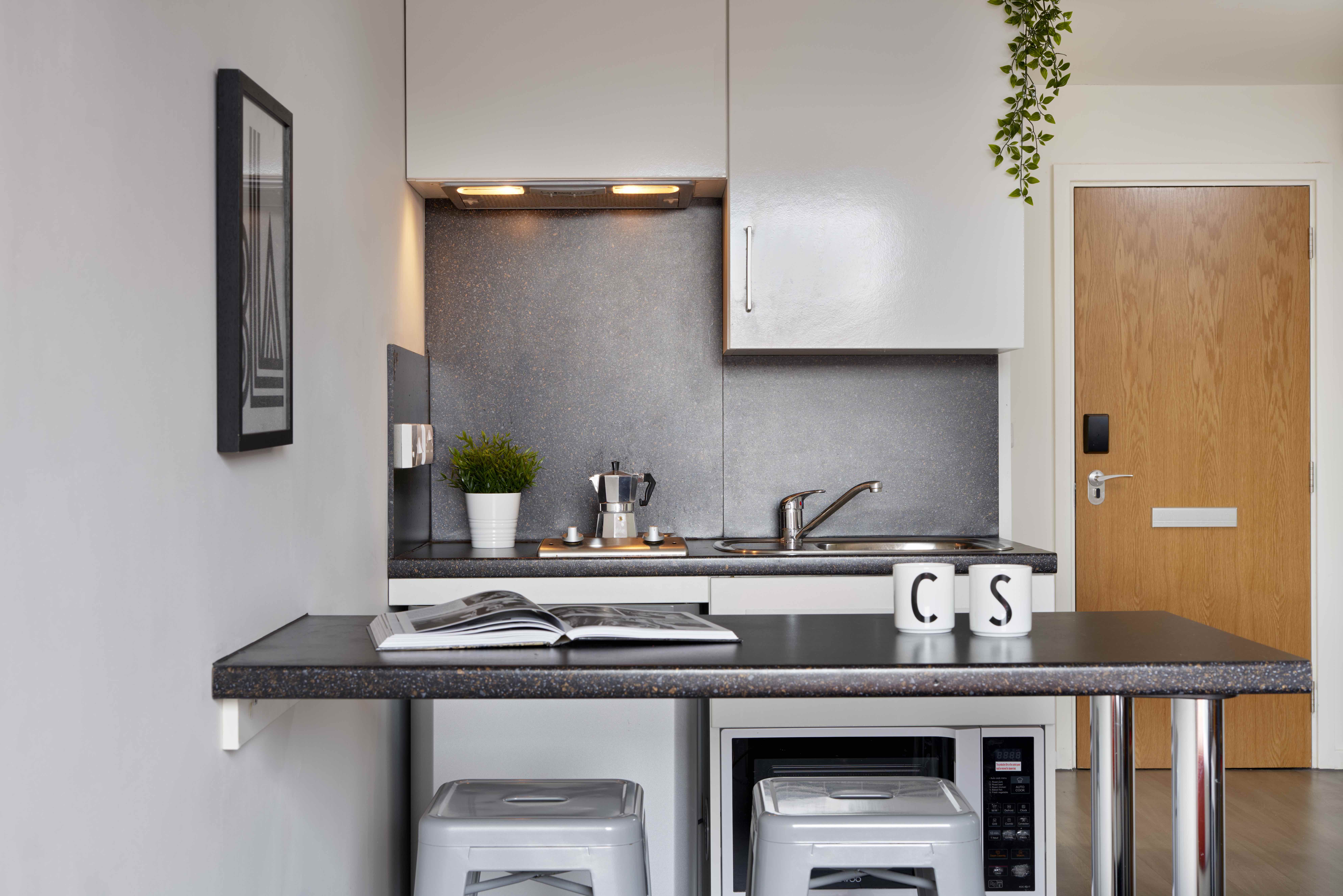 Leeds student accommodation studio kitchen